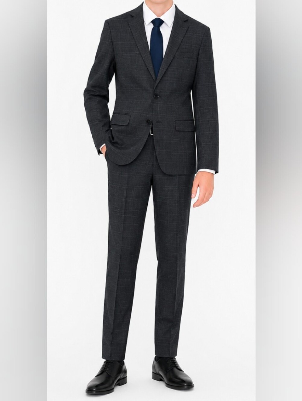 Marc New York Andrew Marc Boys Skinny Black Plaid Suit